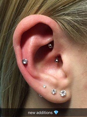 Daith and helix piercings done by Kirsten at Cincinnati Tattoo and Piercing.