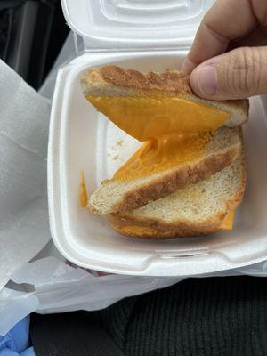 Grilled cheese with cheddar and nacho cheese. It was not edible