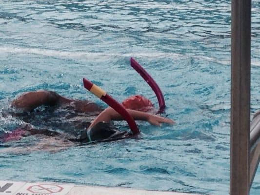 Form technique, they use snorkel gear so the children can focus on their form and stroke skills