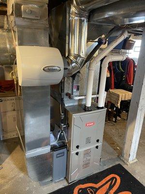 Replacement furnace and humidifier.