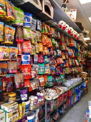 an ample selection of treats and toys