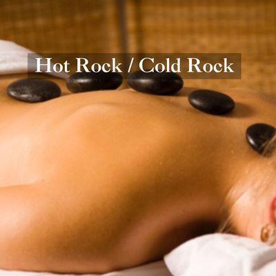 Heated rocks provide therapy while receiving massage therapy. Relieves tension, stress, muscle soreness. Cold rocks can reduce inflammation.