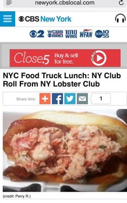 Cbs local say's NY Lobster Club is "Delicious" come see for yourself!