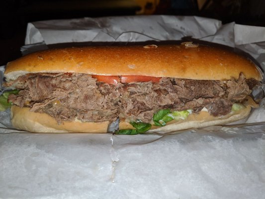 Steak sub, LTM, fried onions