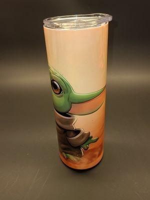 Custom made tumbler 
showing 3 images of same one so you can see around it