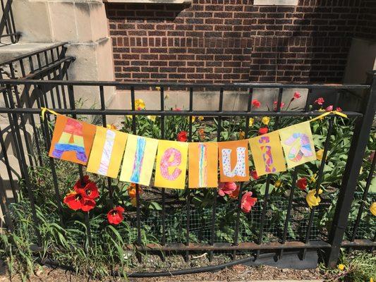 The Sunday School kids made a banner for Easter.