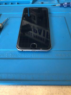 "After" iPhone 6S screen replaced and protected with a tempered glass.