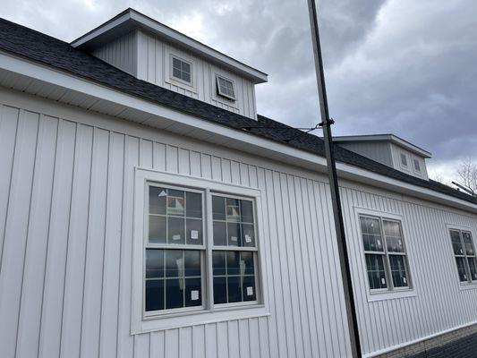 Dormers and windows trimmed in pvc.