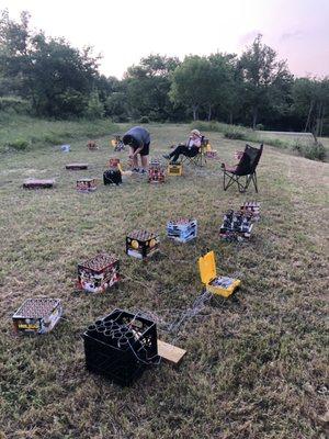 Setting up a firework show