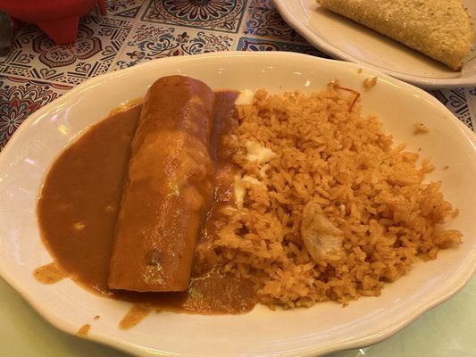 Beef enchiladas with rice