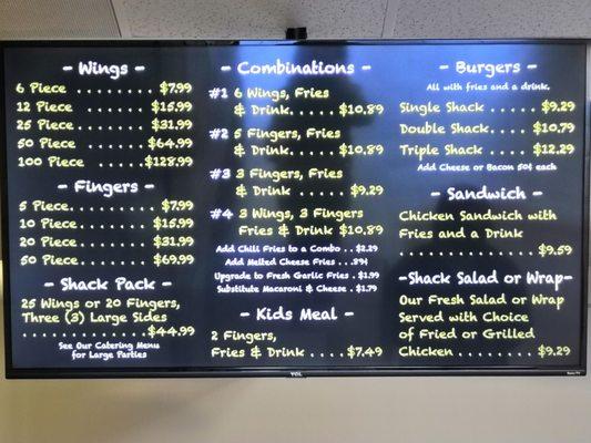 Menu as of February 2021