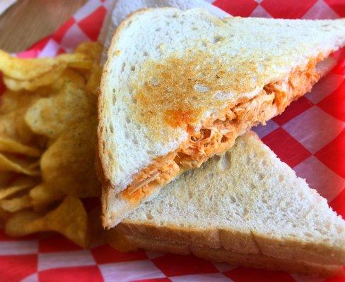 The buffalo chicken sandwich on sourdough bread is delicious!