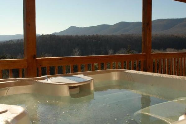 hot tub view from the covered deck.