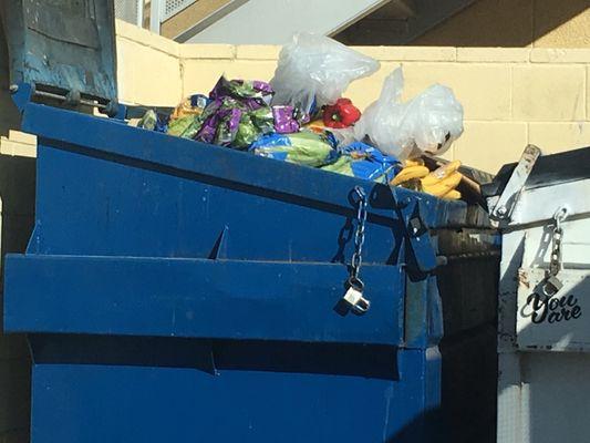 Fresh food in the burbank aid trash bin