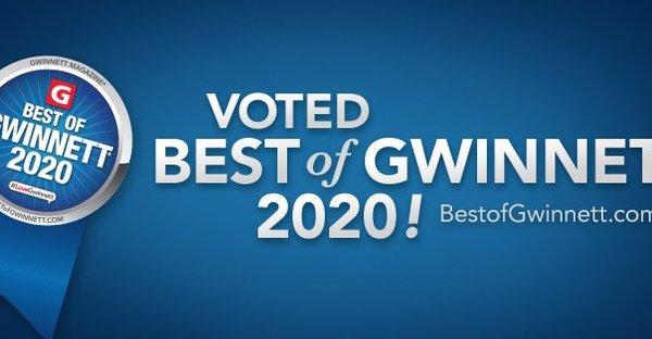 Voted Best of Gwinnett back 2 back years!