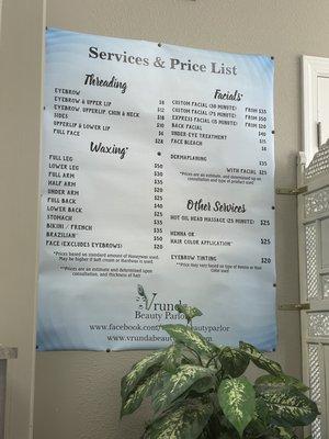 Price list