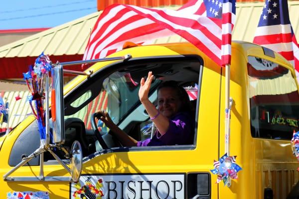 Carla waves to the crowd during the 2016 Independence Day parade in The Dalles.