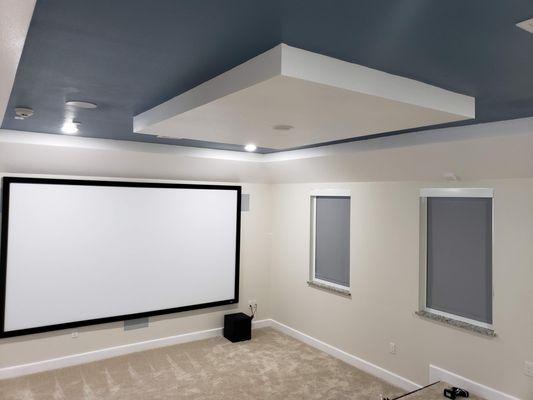 Blackout Roller Shades, with Side Channels - Media Room