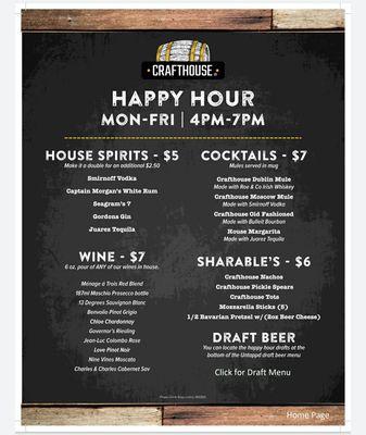 Happy hour menu