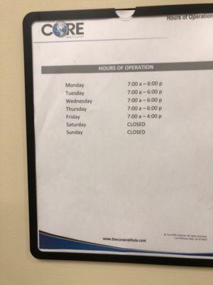 Note that last appointment is an hour before close!