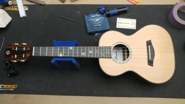 Ohana Tenor TK -50 MR solid cedar top, Madagascar Ebony back and sides.