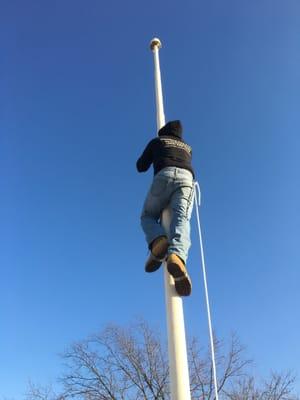 Another flagpole climbing job