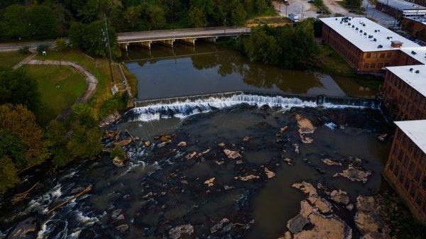 Aerial shot of Porterdale, Ga 5