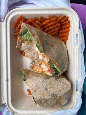 BUFFALO CHICKEN WRAP 2022 w SWEET POTATO FRIES