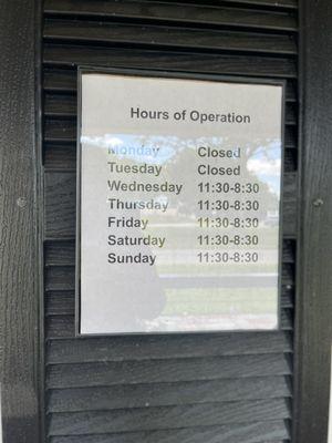 Updated hours