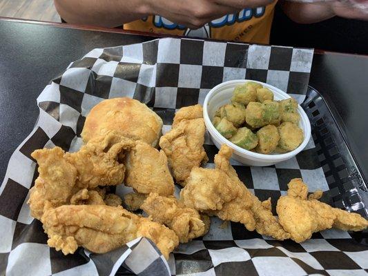 Chicken thigh tenders and fried okra