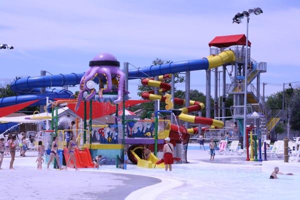 The slides and water features at Norfolk AquaVenture Water Park in Norfolk Nebraska