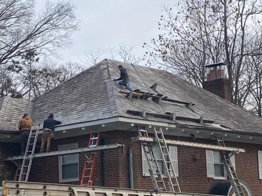 Repairs being made from tree damage