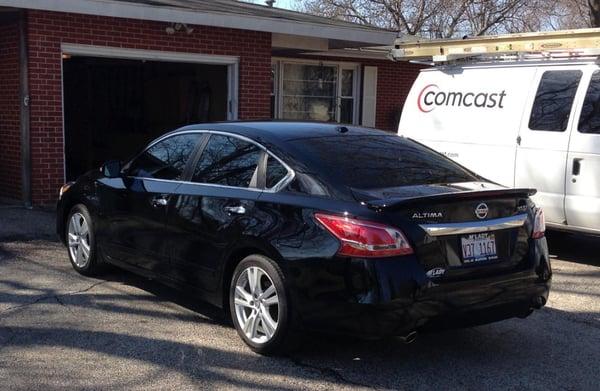 My 2013 Nissan Altima with window tinting by Shade Tree Window Tinting.  As always, 100% satisfied.