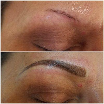 Create full and natural looking brows through microblading