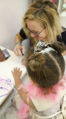 Princess nails and makeovers for little girls.