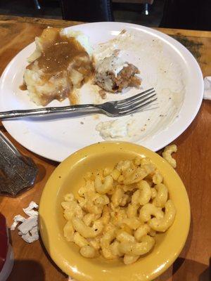 Country Fried Steak, Mashed Potatoes, Mac roughly $7