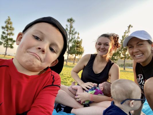 Niece and nephews in town= park time