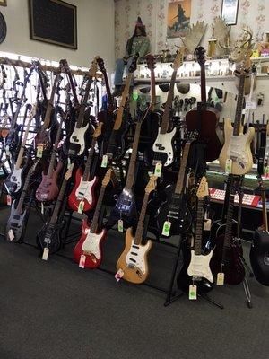 Large selection of guitars