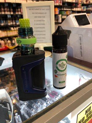 GeekVape aegis legend with Falcon king and watermelon CBD.