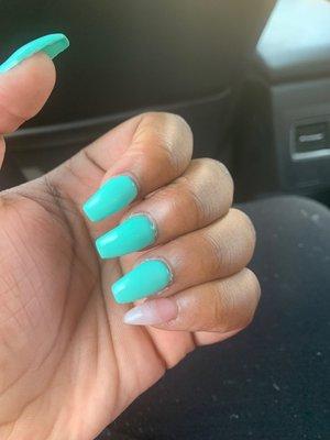 My nails are crusty and not the shape I wanted, then proceeded to tell me I was asking for too much. Not worth the money.