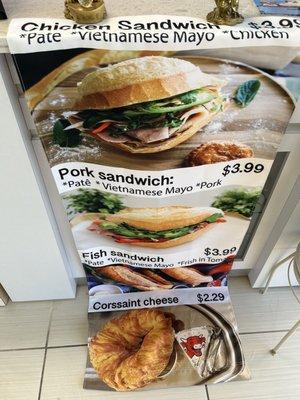 Sandwich menu