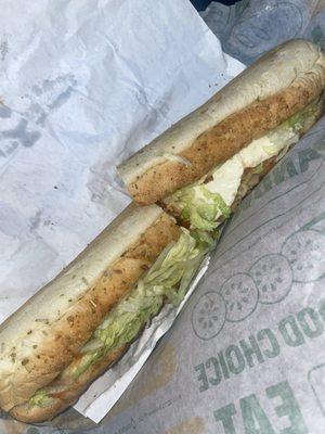 Footlong build your own Meatball Marinara with mozzarella cheese and lettuce