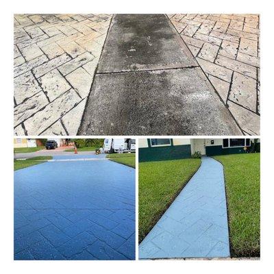 Driveway pressure cleaned and painted