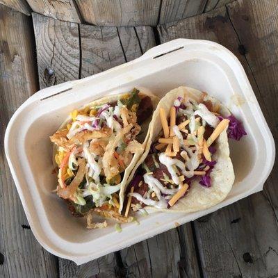 Fried Avocado and BBQ tacos