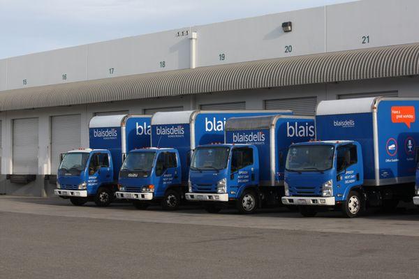 Blaisdell's local delivery trucks allow for customizable delivery of your orders right to your desktop!