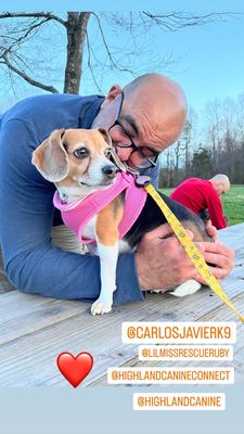 Ruby passing her Canine Good Citizens test with best trainer, Carlos Javier!