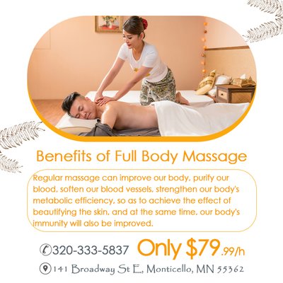 Only $79.99 - 60Min Full Body Massage