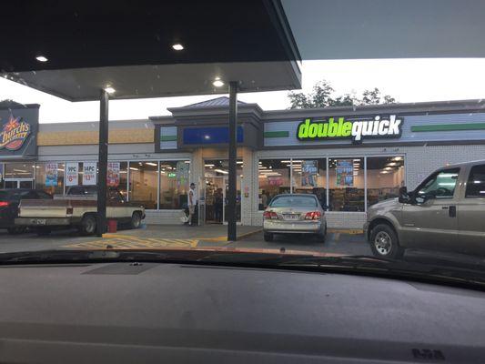 Front of the station. Church's Chicken on the inside.