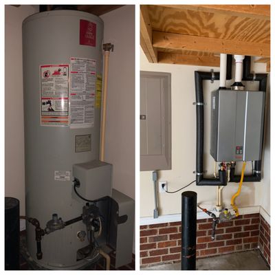 Replaced a tanked water heater with a tankless