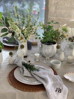 Embroidered napkins for a dinner party!